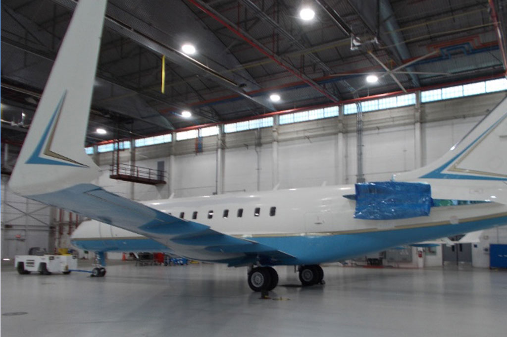 Bombardier in hanger
